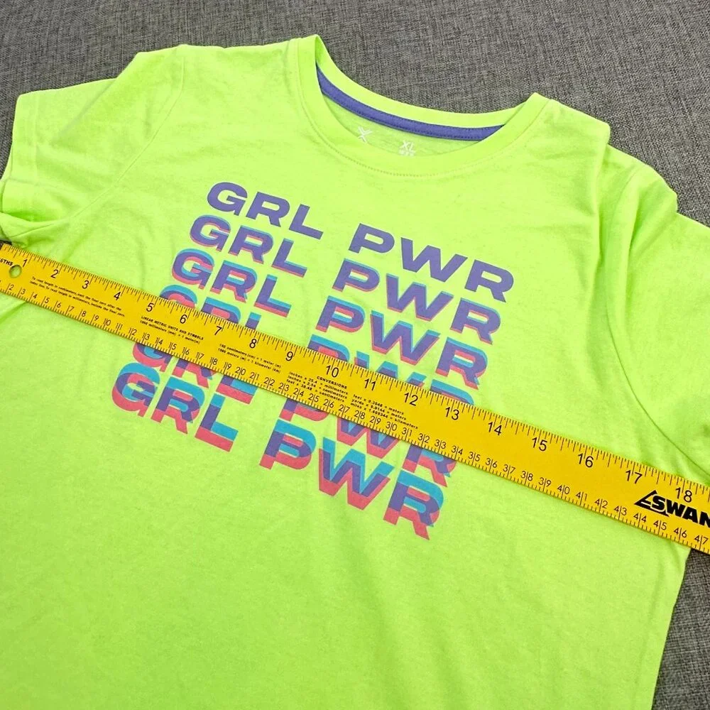 NEW! Xersion Little & Big GirlsT-Shirt Summer Lime XL 18.5 Cotton Blend Round Ne